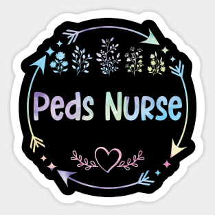 Peds Nurse cute floral watercolor Sticker